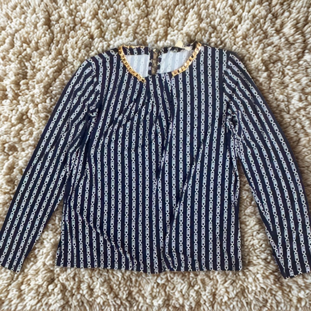 Michael Kors White and Blue Blouse Elegant Design
